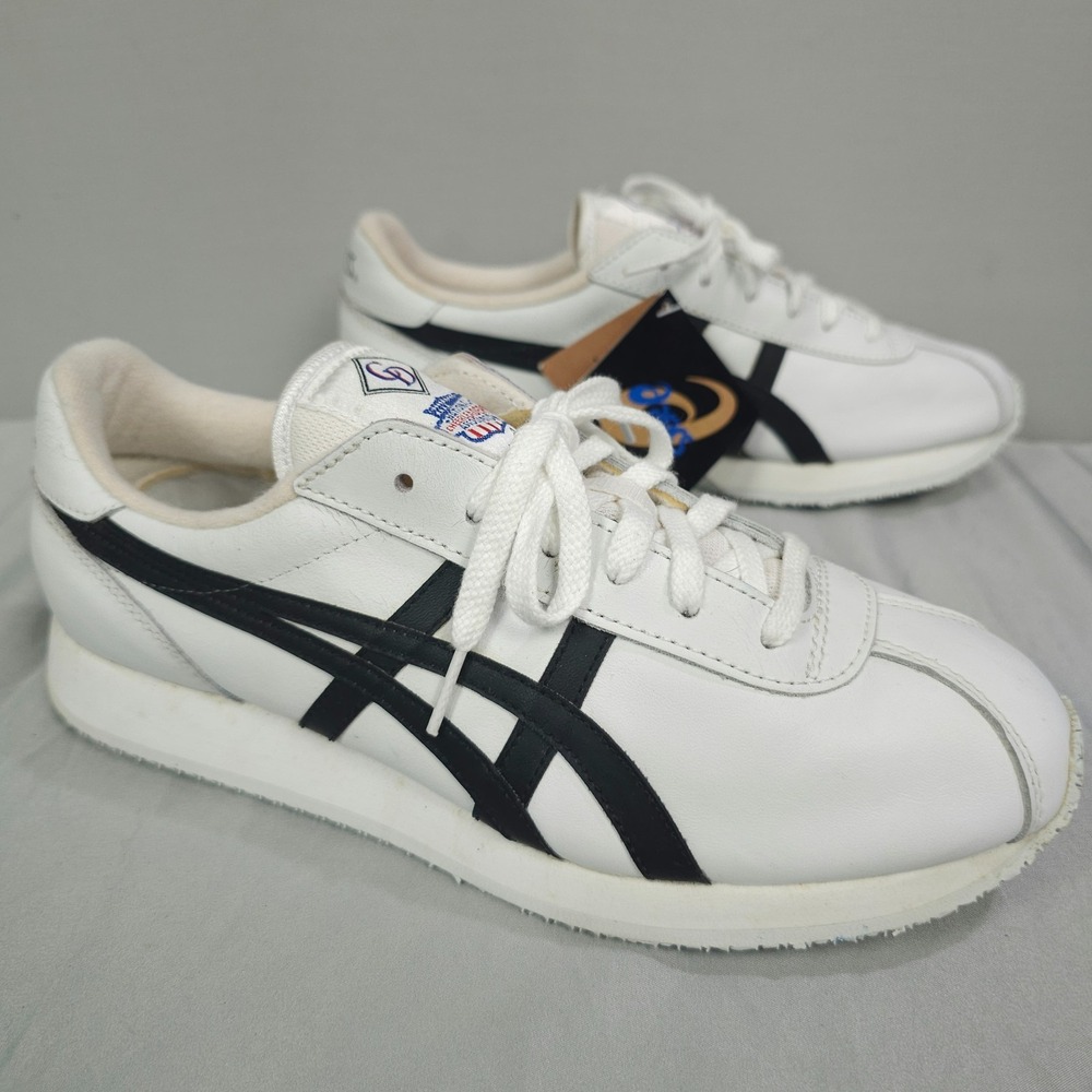 Vtg Asics Cheer Shoes Women 9.5 White Black Leather NCA Cheerleading